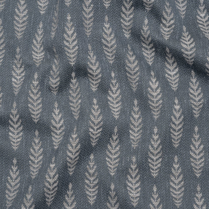 Recycled Polyester and Cotton Jacquard - Ink Lines of Leaves - British Imported