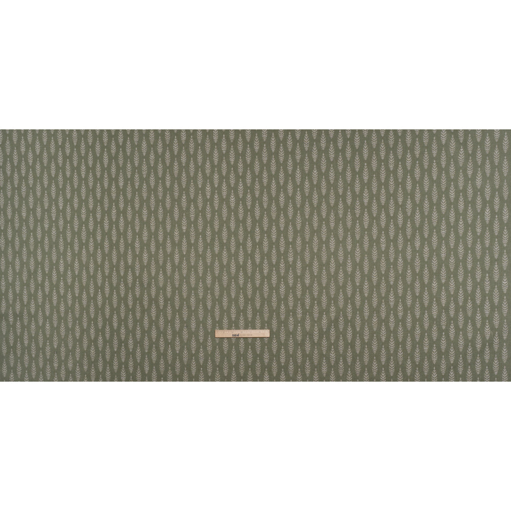 Recycled Polyester and Cotton Jacquard - Moss Lines of Leaves - British Imported - Full