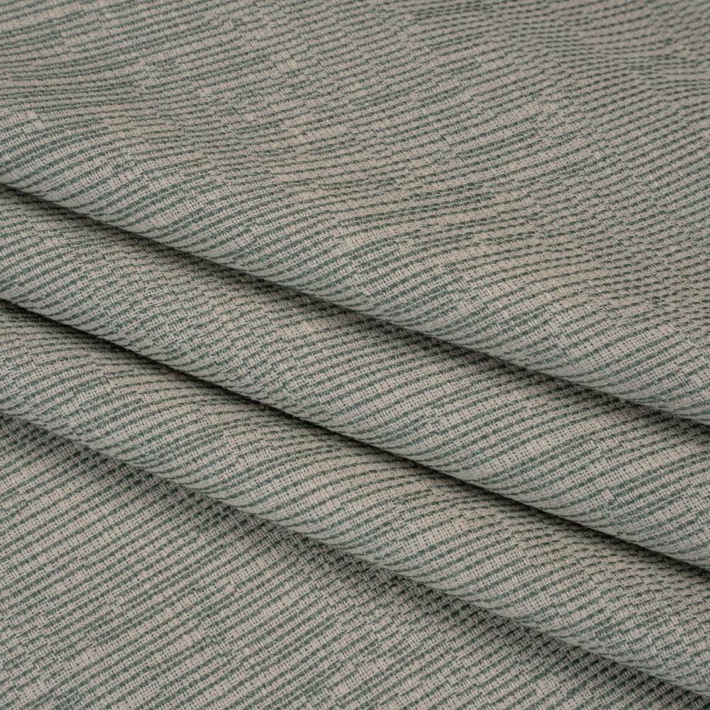 Recycled Polyester and Cotton Drapery Woven - Eucalyptus Striations - British Imported - Folded