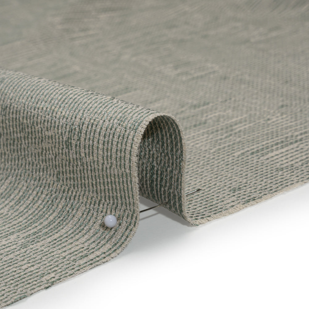 Recycled Polyester and Cotton Drapery Woven - Eucalyptus Striations - British Imported - Detail