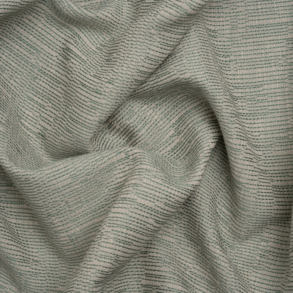 Recycled Polyester and Cotton Drapery Woven - Eucalyptus Striations - British Imported