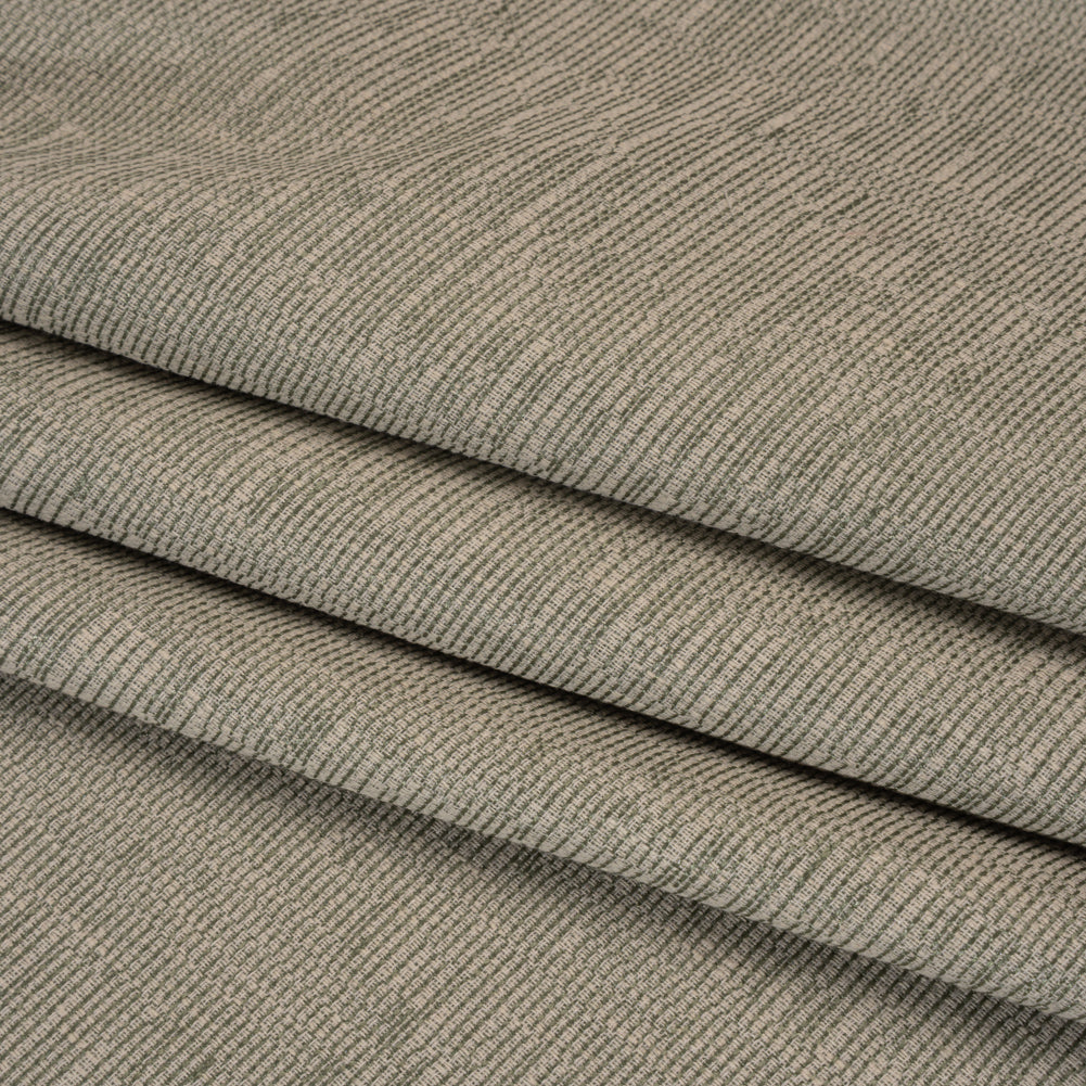 Recycled Polyester and Cotton Drapery Woven - Moss Striations - British Imported