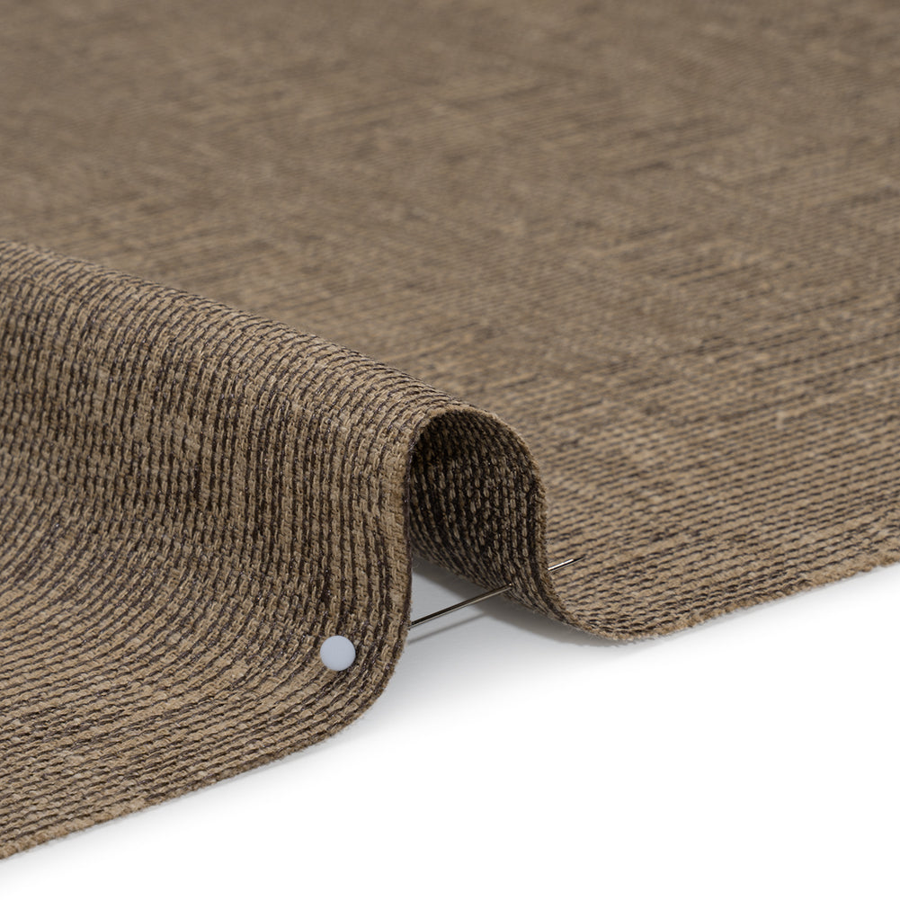 Recycled Polyester and Cotton Drapery Woven - Walnut Striations - British Imported - Detail
