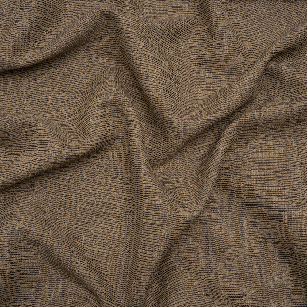 Recycled Polyester and Cotton Drapery Woven - Walnut Striations - British Imported