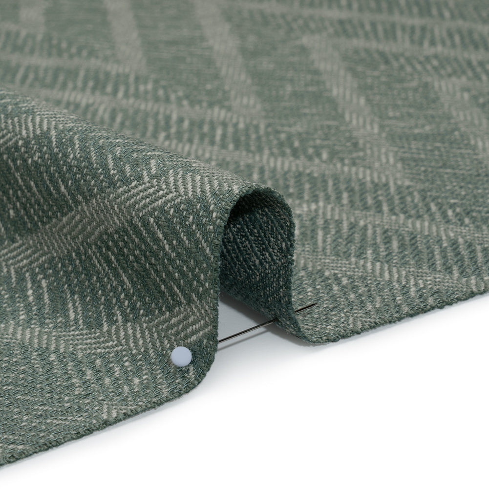 Recycled Polyester and Cotton Drapery Twill Woven - Kingfisher Chevrons - British Imported