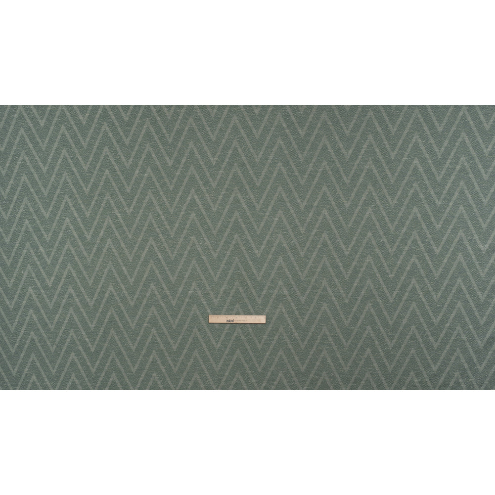 Recycled Polyester and Cotton Drapery Twill Woven - Kingfisher Chevrons - British Imported