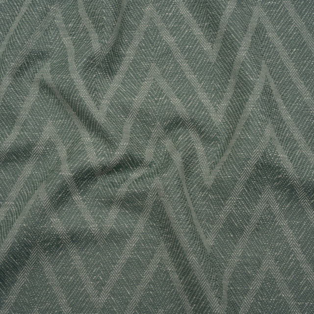 Recycled Polyester and Cotton Drapery Twill Woven - Kingfisher Chevrons - British Imported