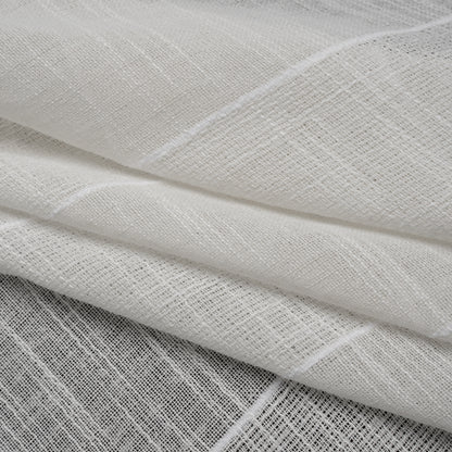 Textured Open Weave Double Wide Drapery Sheers Fabric - Oyster Tactile Stripes - British Imported
