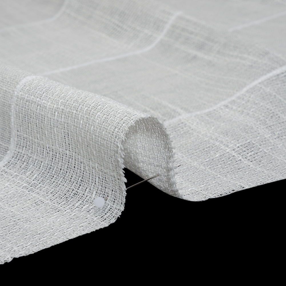 Textured Open Weave Double Wide Drapery Sheers Fabric - Oyster Tactile Stripes - British Imported - Detail
