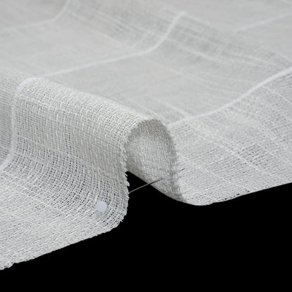 Textured Open Weave Double Wide Drapery Sheers Fabric - Oyster Tactile Stripes - British Imported