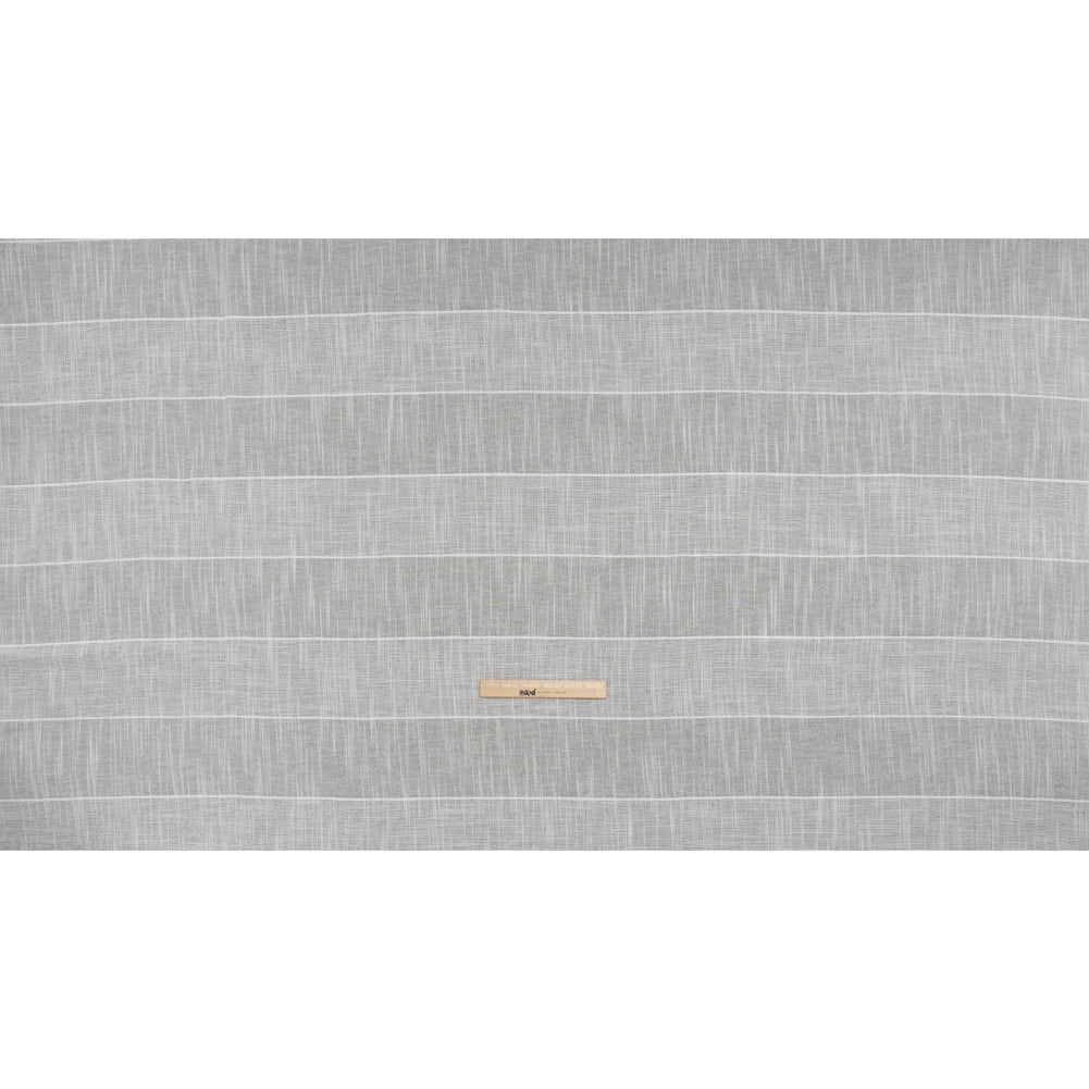 Textured Open Weave Double Wide Drapery Sheers Fabric - Oyster Tactile Stripes - British Imported - Full