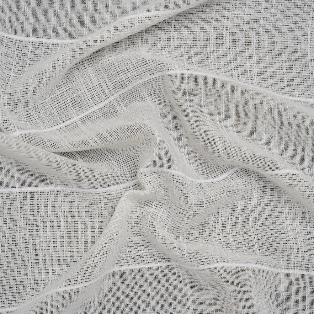 Textured Open Weave Double Wide Drapery Sheers Fabric - Oyster Tactile Stripes - British Imported