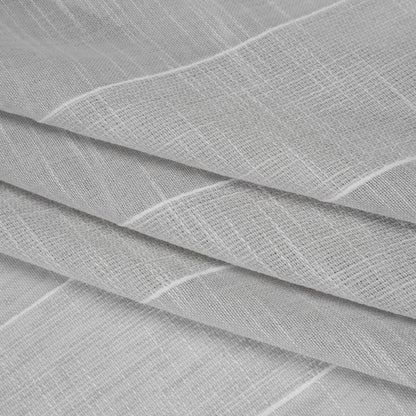 Textured Open Weave Double Wide Drapery Sheers Fabric - Pebble Tactile Stripes - British Imported