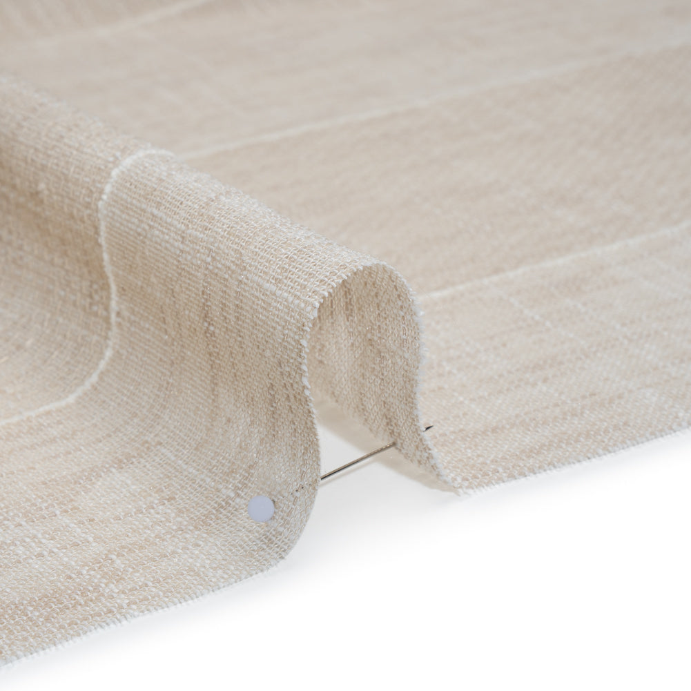 Textured Open Weave Double Wide Drapery Sheers Fabric - Sand Tactile Stripes - British Imported - Detail