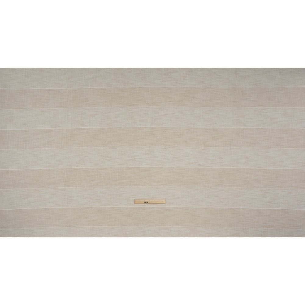 Textured Open Weave Double Wide Drapery Sheers Fabric - Sand Tactile Stripes - British Imported - Full