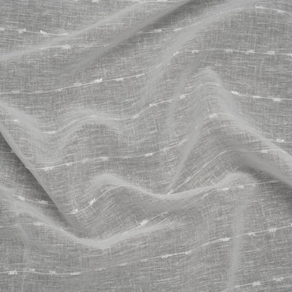 Slubbed Double Wide Drapery Sheers Fabric - Chalk Eyelash Fringe Dot Stripes - British Imported