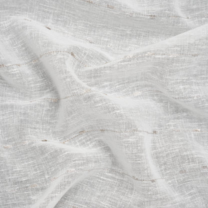 Slubbed Double Wide Drapery Sheers Fabric - Stone Eyelash Fringe Dot Stripes - British Imported