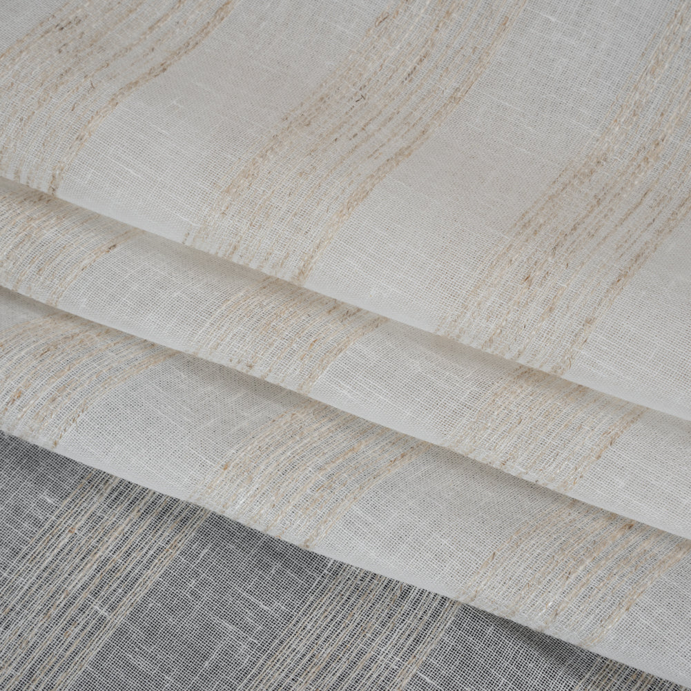 Slubbed Double Wide Drapery Sheers Fabric - Sand Textured Stripes - British Imported - Folded