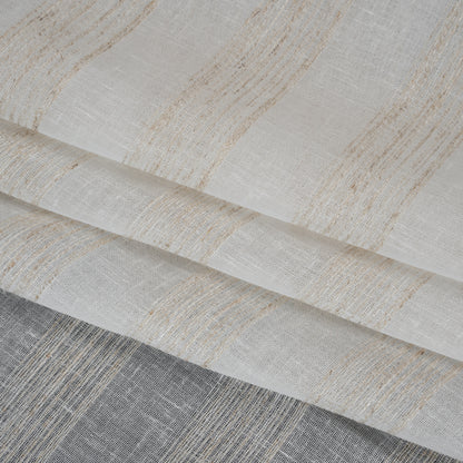 Slubbed Double Wide Drapery Sheers Fabric - Sand Textured Stripes - British Imported