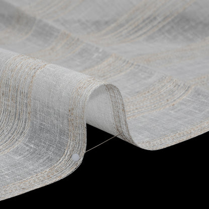 Slubbed Double Wide Drapery Sheers Fabric - Sand Textured Stripes - British Imported