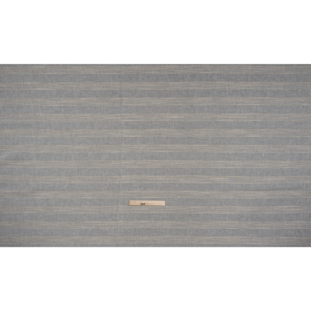 Slubbed Double Wide Drapery Sheers Fabric - Sand Textured Stripes - British Imported - Full