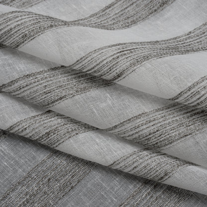 Slubbed Double Wide Drapery Sheers Fabric - Stone Textured Stripes - British Imported