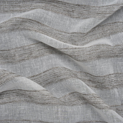 Slubbed Double Wide Drapery Sheers Fabric - Stone Textured Stripes - British Imported