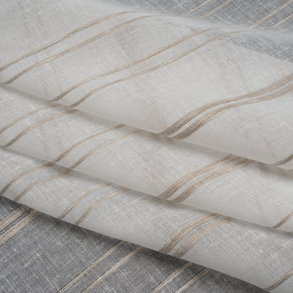 Slubbed Double Wide Drapery Sheers Fabric - Driftwood Ribbed Stripes - British Imported