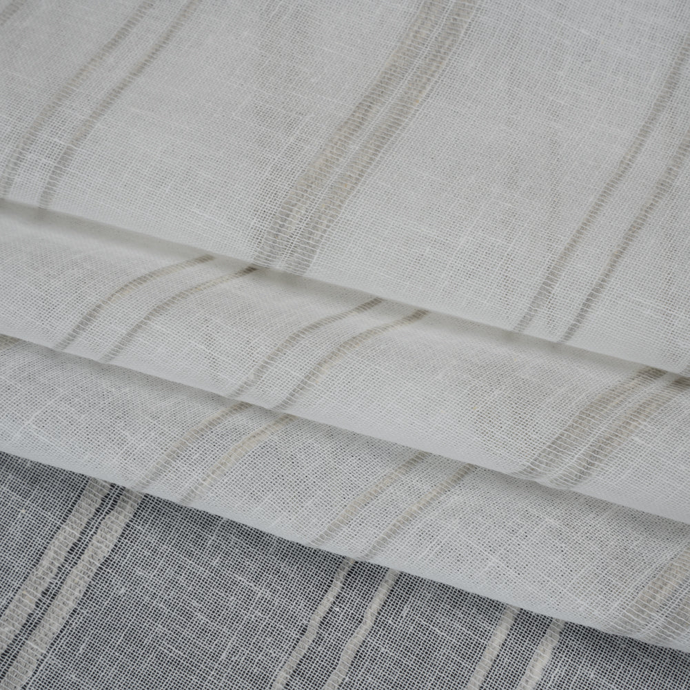 Slubbed Double Wide Drapery Sheers Fabric - Pebble Ribbed Stripes - British Imported - Folded