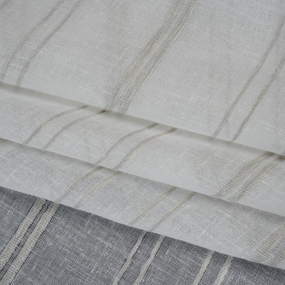 Slubbed Double Wide Drapery Sheers Fabric - Pebble Ribbed Stripes - British Imported