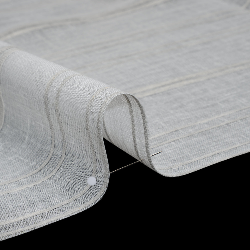 Slubbed Double Wide Drapery Sheers Fabric - Pebble Ribbed Stripes - British Imported - Detail