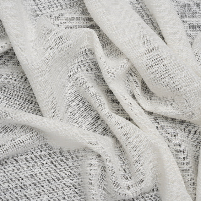 Slubbed Double Wide Drapery Sheers Woven Fabric - Chalk - British Imported