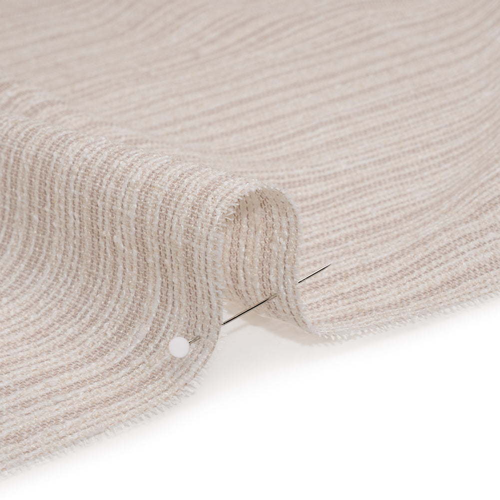 Slubbed Double Wide Drapery Sheers Woven Fabric - Flax - British Imported - Detail