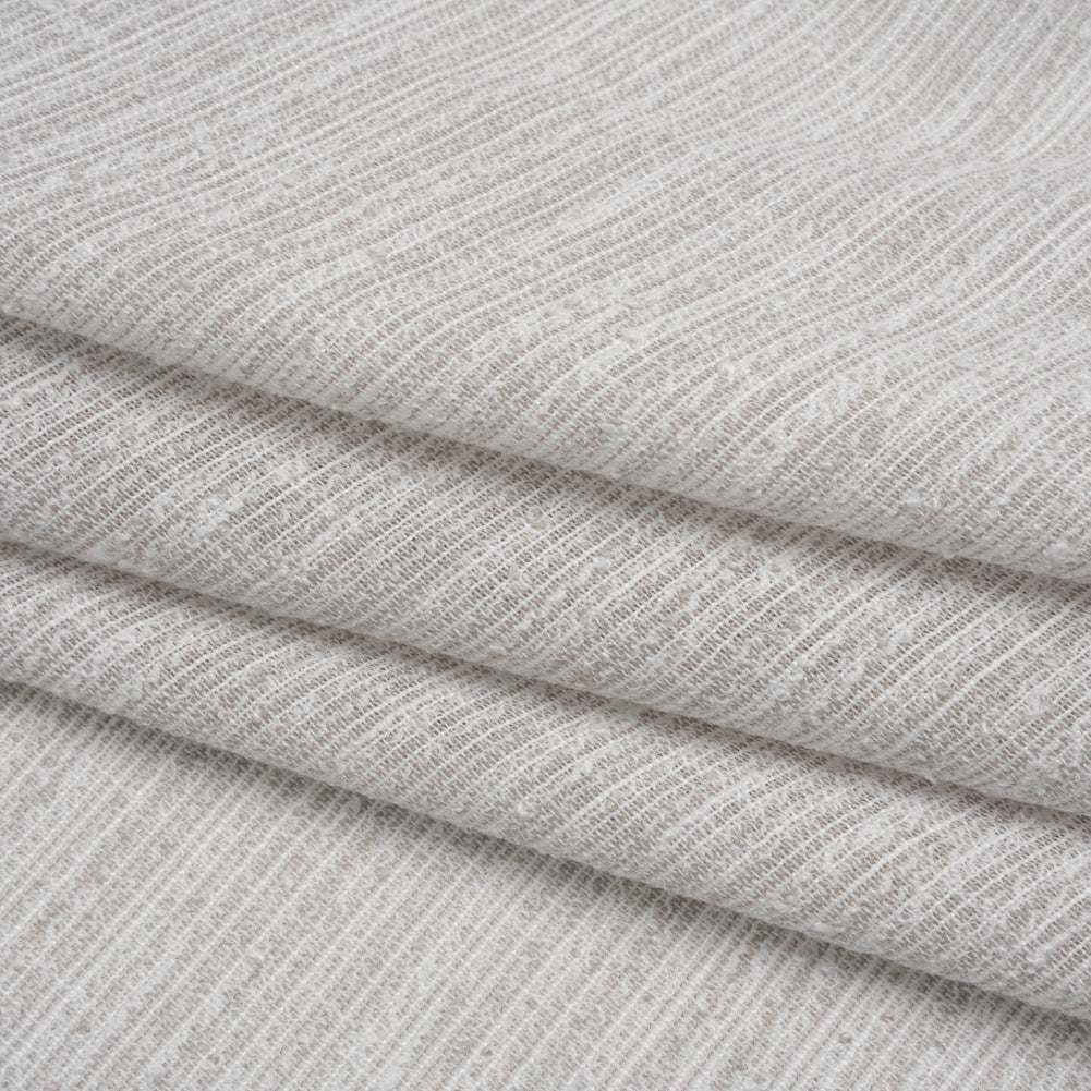 Slubbed Double Wide Drapery Sheers Woven Fabric - Pebble - British Imported Folded
