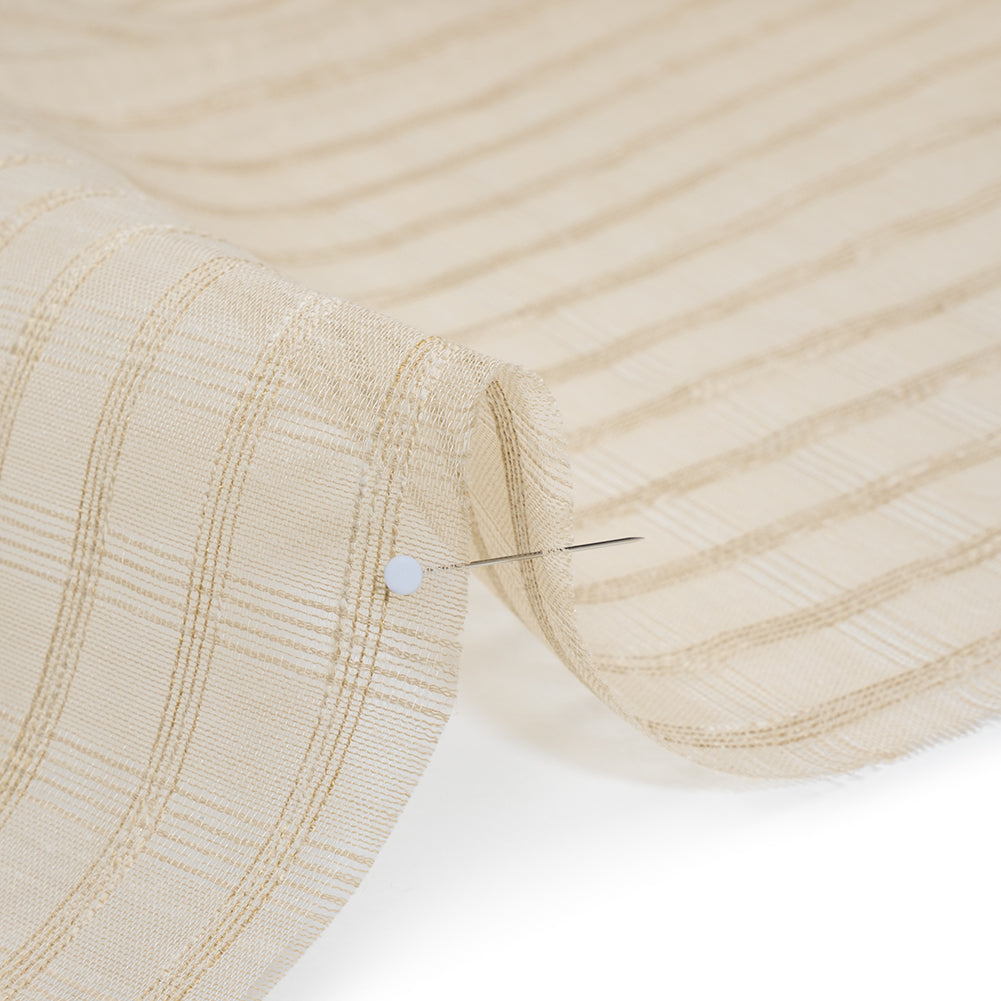 Double Wide Drapery Sheers Woven Fabric - Parchment Textured Checks - British Imported - Detail