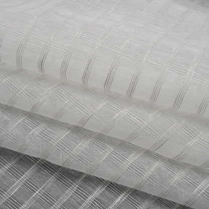Double Wide Drapery Sheers Woven Fabric - Pebble Textured Checks - British Imported