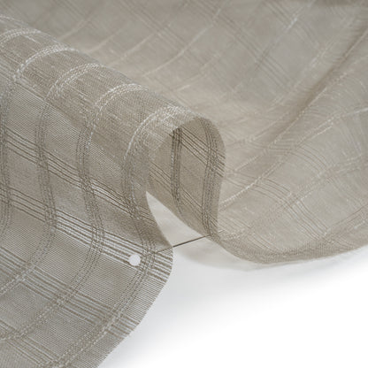 Double Wide Drapery Sheers Woven Fabric - Smoke Textured Checks - British Imported