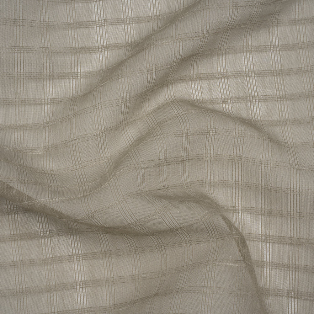 Double Wide Drapery Sheers Woven Fabric - Smoke Textured Checks - British Imported