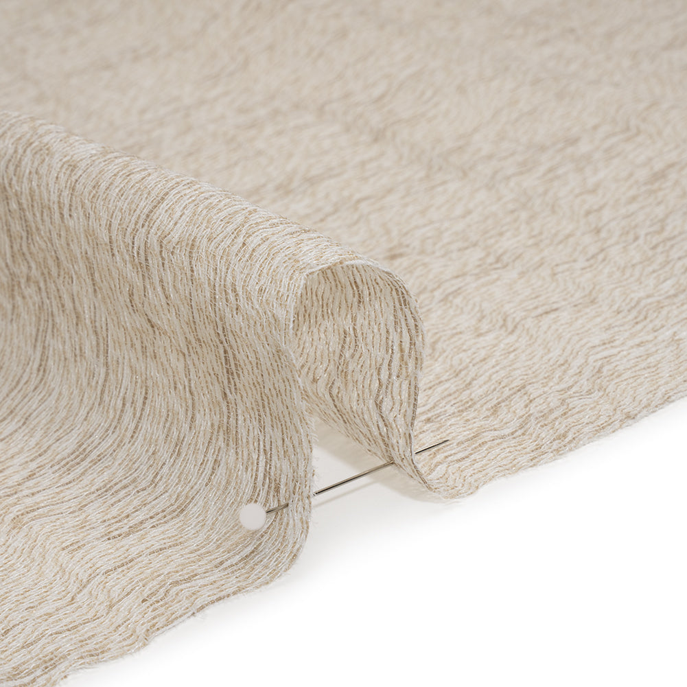 Wrinkled Look Loosely Woven Double Wide Drapery Sheers Fabric - Parchment - British Imported - Detail