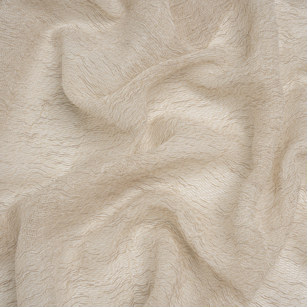 Wrinkled Look Loosely Woven Double Wide Drapery Sheers Fabric - Parchment - British Imported