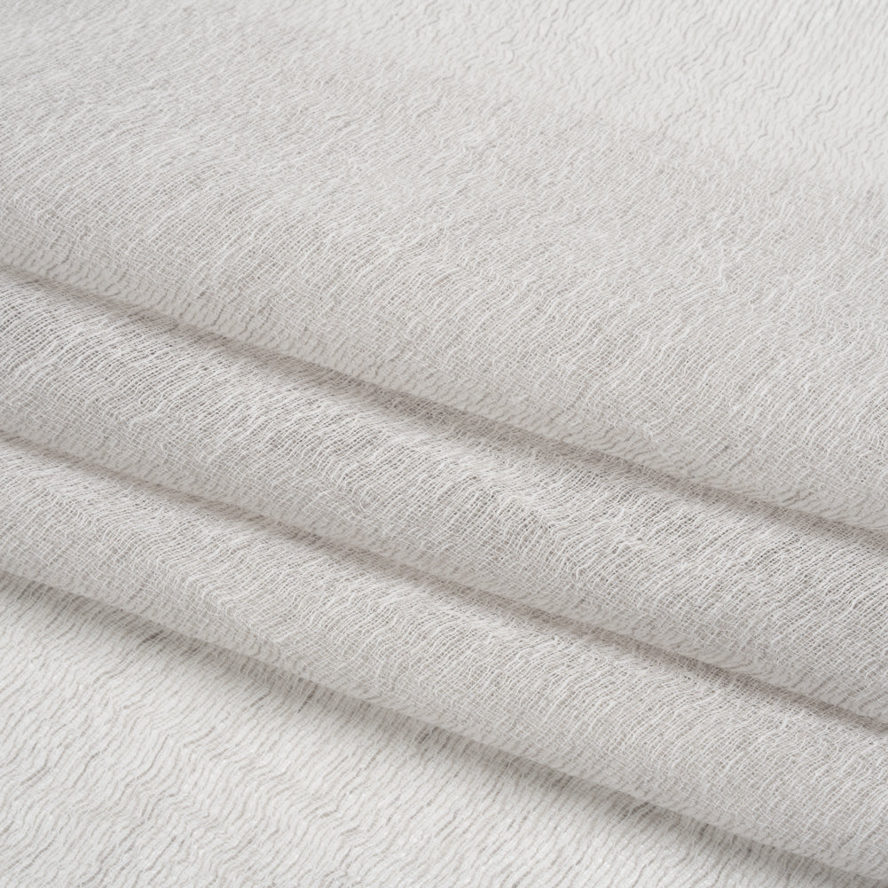 Wrinkled Look Loosely Woven Double Wide Drapery Sheers Fabric - Pebble - British Imported - Folded