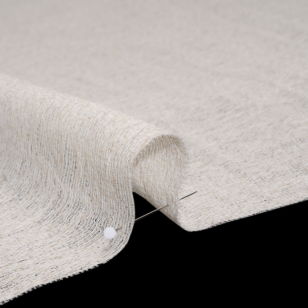 Wrinkled Look Loosely Woven Double Wide Drapery Sheers Fabric - Sand - British Imported