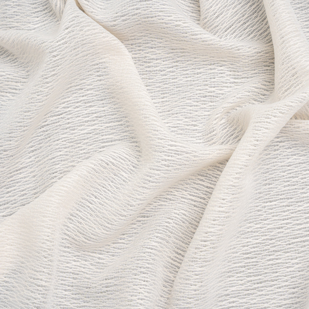 Corded Double Wide Drapery Sheers Fabric - Ecru Abstract Texture - British Imported