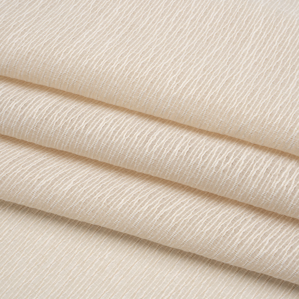Corded Double Wide Drapery Sheers Fabric - Sand Abstract Texture - British Imported - Folded