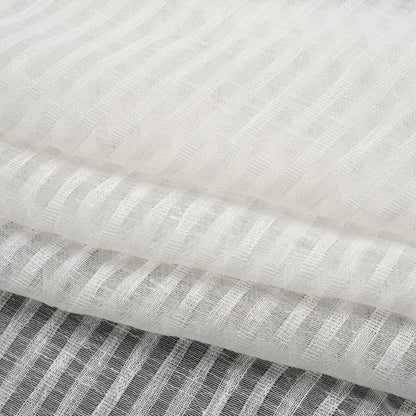 Slubbed Double Wide Drapery Sheers Woven - Chalk Sheer Stripes - British Imported