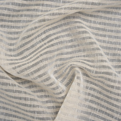 Slubbed Double Wide Drapery Sheers Woven - Putty Sheer Stripes - British Imported