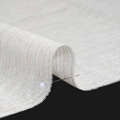 Creped Gauzy Double Wide Drapery Sheers Fabric - Driftwood Slubbed Stripes - British Imported Detail