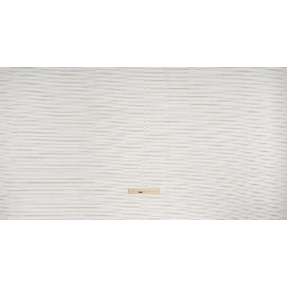 Creped Gauzy Double Wide Drapery Sheers Fabric - Driftwood Slubbed Stripes - British Imported Full