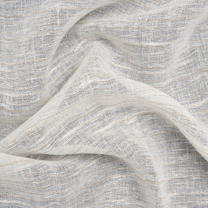 Creped Gauzy Double Wide Drapery Sheers Fabric - Driftwood Slubbed Stripes - British Imported
