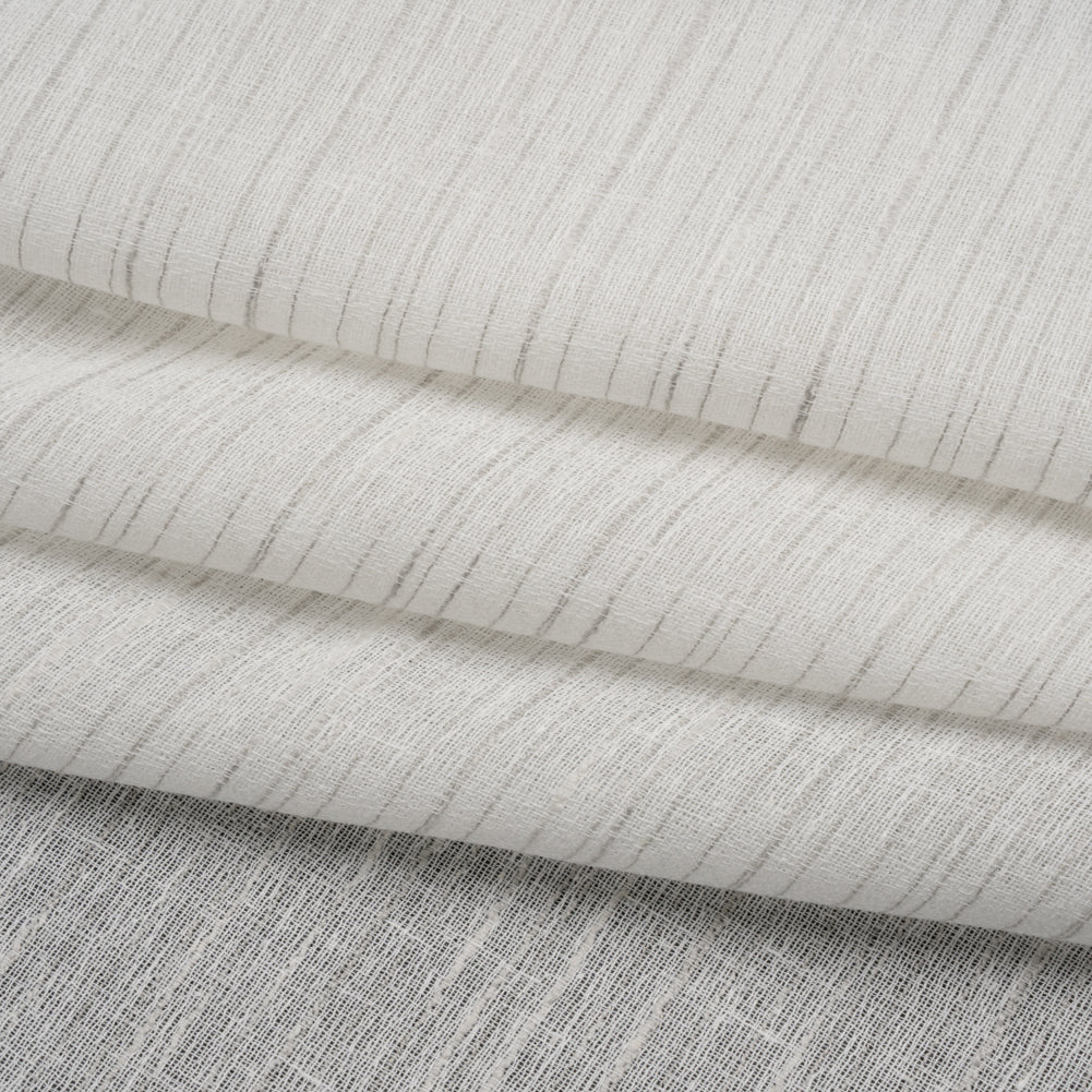 Creped Gauzy Double Wide Drapery Sheers Fabric - Pebble Slubbed Stripes - British Imported - Folded